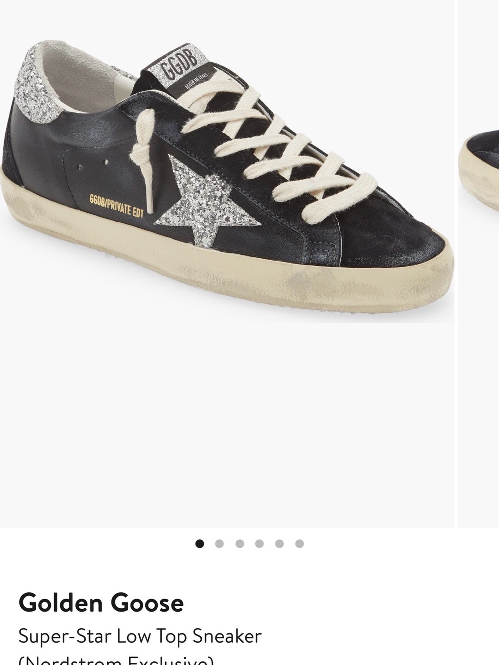 Golden Goose Men’s Super-Star Low Top Sneaker - Black with Silver Glitter Star